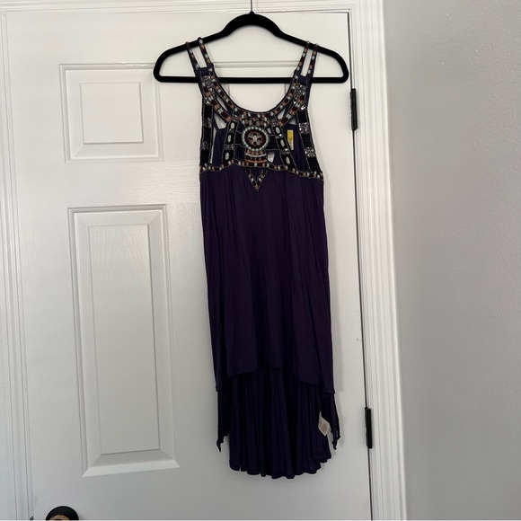 New‎ Free People Quest Tank Top Tunic Split Sides Blouse Aztec Beaded - Picture 10 of 16